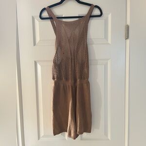 CUPSHE tan knit romper, NWOT, size Medium.